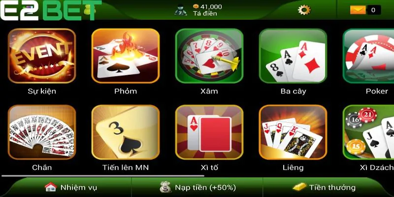 tổng quan về game bài trực tuyến tại E2bet